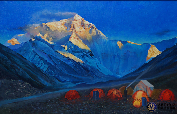 珠穆朗玛峰绘画彩铅图片